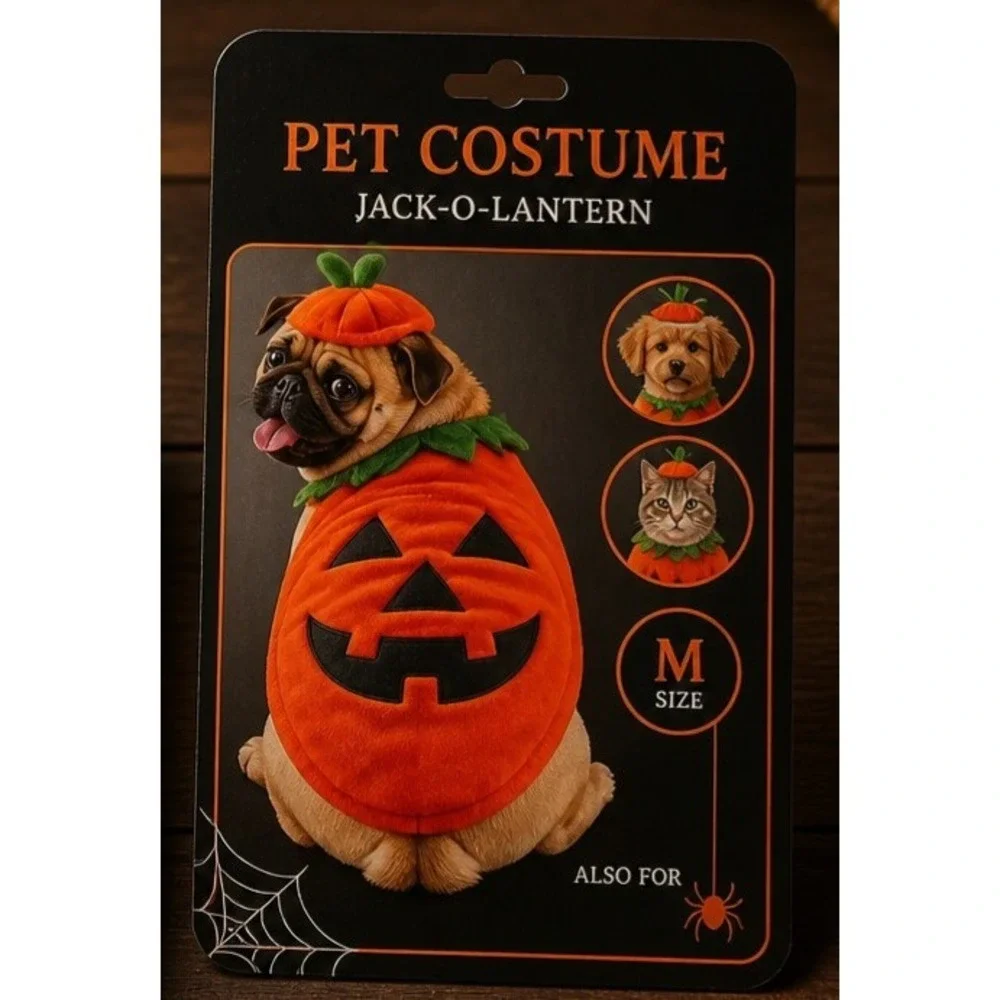 1616 Holdings Jack O Lantern Pumpkin Pet Costume Orange Dog Cat Size Medium